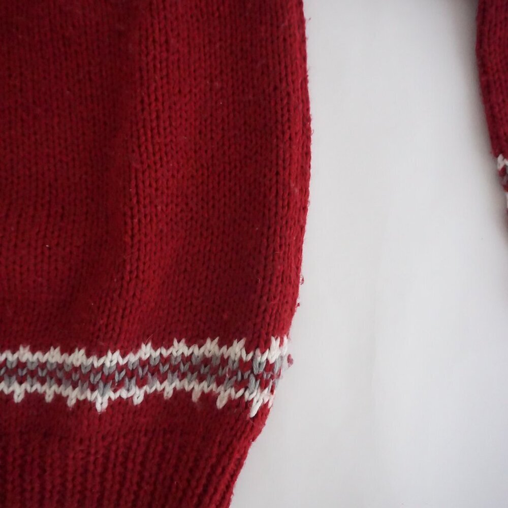 Vintage Sport Rally Red Fair Isle Nordic Pattern Knit Sweater Cabincore S - Picture 5 of 10